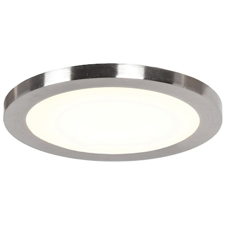 Disc, LED Flush Mount, Brushed Steel Finish, Acrylic Lens Acrylic